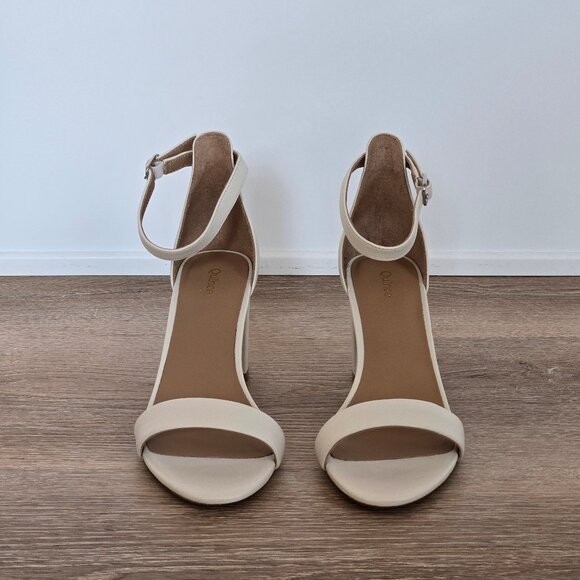 Quince Italian Leather Bone Block Heel 65mm Women’s Size 8 MSRP $70 New In Box - Picture 11 of 14